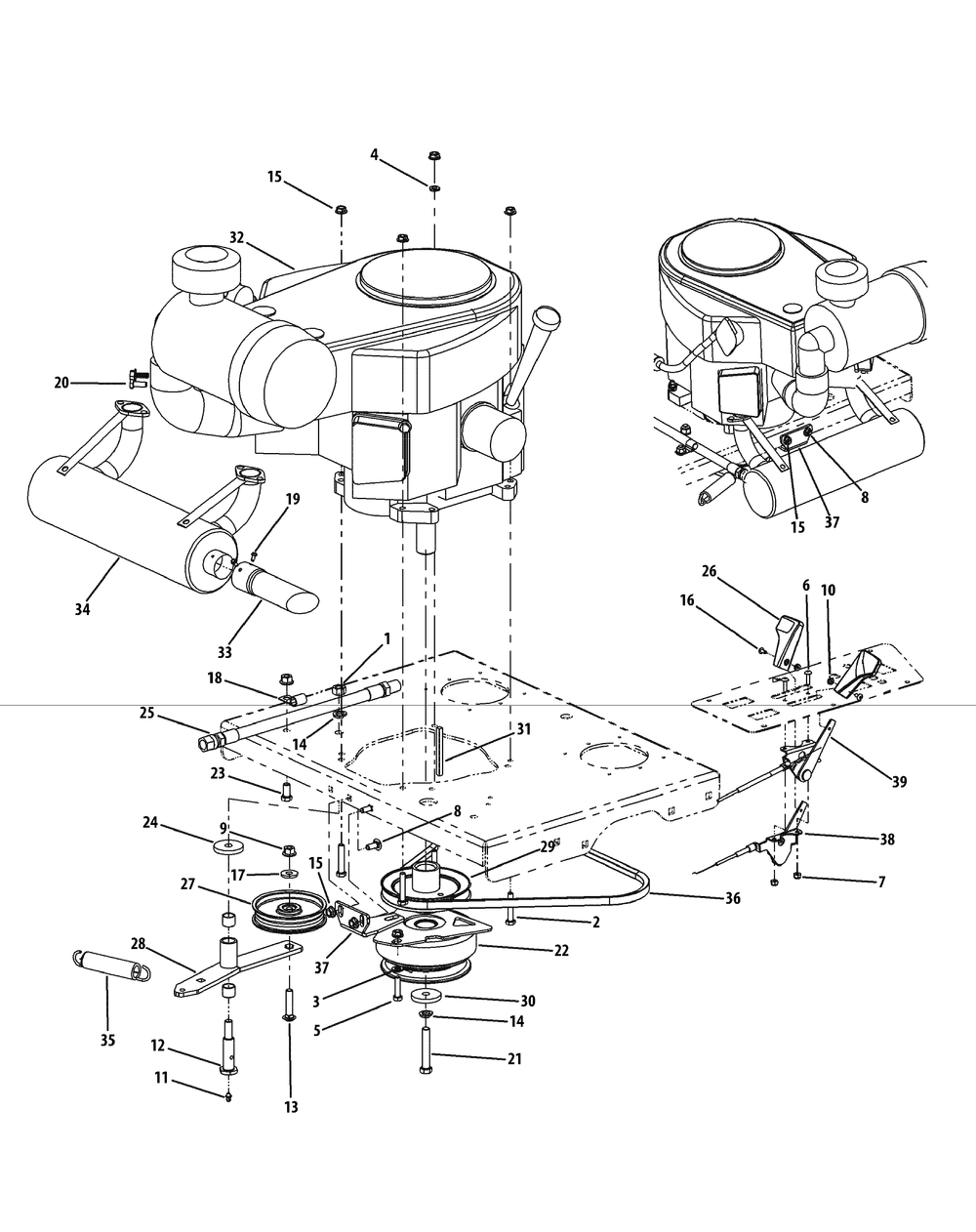 Kawasaki Engine Accessories 23hp Diagram and Parts List for M48-KW (53AI8CT2050-23HP)(2010) Cub Cadet Lawn Tractor